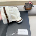 STRIPED BEANIE HAT WITH CUTE BEAR EARS IN WHITE WOOL 433436