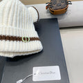 STRIPED BEANIE HAT WITH CUTE BEAR EARS IN WHITE WOOL 433436
