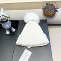 KNITTED BEANIE HAT IN WHITE WOOL AND FOX FUR 435031