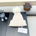 KNITTED BEANIE HAT IN BEIGE WOOL AND FOX FUR 435034