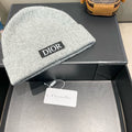 KNITTED BEANIE HAT IN LIGHT GRAY WOOL AND RABBIT FUR 439675