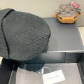KNITTED BEANIE HAT IN BLACK WOOL AND RABBIT FUR 439678