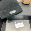KNITTED BEANIE HAT IN BLACK WOOL AND RABBIT FUR 439678