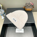 KNITTED BEANIE HAT IN LIGHT BEIGE WOOL AND RABBIT FUR 439679