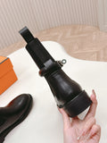 KELLY BUCKLE SHORT BOOTS IN BLACK CALFSKIN