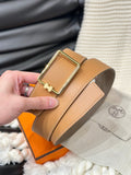 HM TUBE H BELT GOLD BUCKLE & REVERSIBLE HONEY ORANGE LEATHER STRAP 38MM