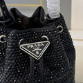 STUDDED BUCKET BAG 19 IN BLACK RE-NYLON MIX CALFSKIN