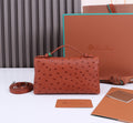 EXTRA POCKET L19 IN RED BROWN OSTRICH LEATHER