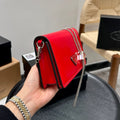 FLAP CLOSURE WALLET ON CHAIN 19 IN RED PATENT NAPPA LEATHER