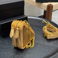 STUDDED CRYSTAL TRIANGLE 15 SHOULDER BAG IN YELLOW CALFSKIN