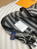 KNITTED SCARF 180 CM IN BLACK MIX GRAY CASHMERE 388179