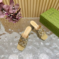 HORSEBIT SLIDE SANDAL IN ECRU BEIGE MONOGRAM CANVAS AND SHEEPSKIN LINING