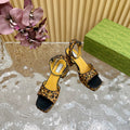 HORSEBIT HIGH-HEEL SANDAL WITH LEOPARD PRINT IN PEANUT BROWN VELVET AND CALFSKIN LINING
