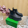 FIREMAN ANKLE BOOT IN BLACK CALFSKIN WITH WOVEN DESIGN