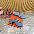 JAM 30 SANDAL IN SAPPHIRE BLUE VELVET