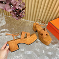 JAM 30 SANDAL IN CINNAMON BROWN VELVET