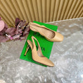KNOT PUMP 9 CM IN EGG NOGG CALFSKIN WITH GOLD FINISHED METAL HEEL