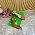 KNOT PUMP 9 CM IN BRONZE BROWN CALFSKIN WITH GOLD FINISHED METAL HEEL