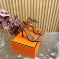 JULY SANDAL 105 MM IN BRONZE BROWN CALFSKIN