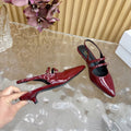 JUDY DOUBLE STRAP MARY JANE SLINGBACK 35MM IN CURRANT RED CALFSKIN