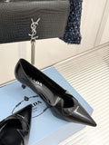 KITTEN HEEL PUMPS IN BLACK CALFSKIN