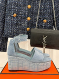 ILLUSION 35 SANDAL IN LIGHT BLUE SUEDE WITH RHINESTONE DETAILS
