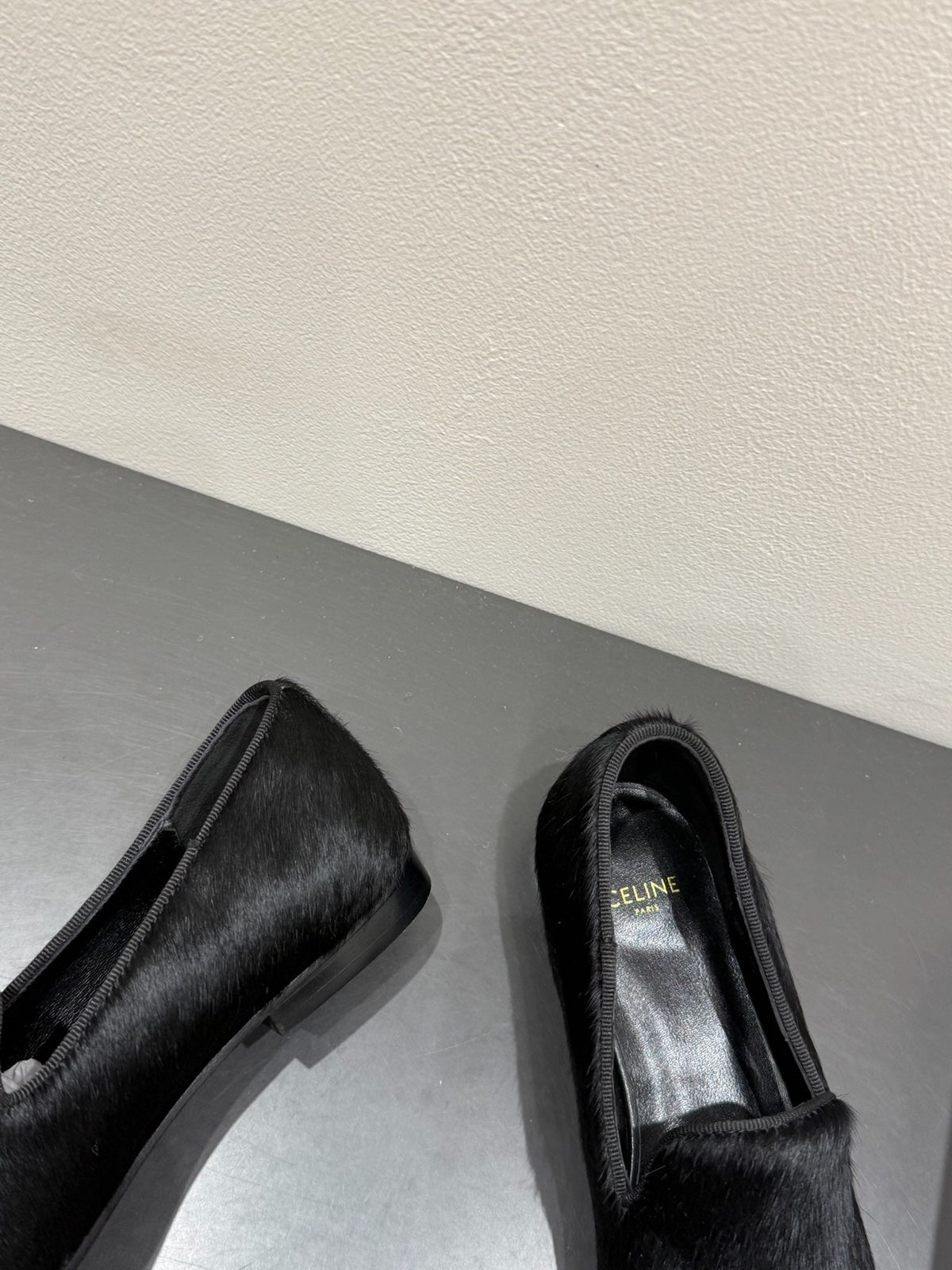 FURRY LOAFERS IN BLACK CALF HAIR