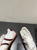 JOGGER LOW LACE-UP SNEAKER IN CALFSKIN & SUEDE WHITE/BEIGE/RED