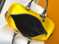 KEEPALL BANDOULIÈRE 50 IN YELLOW DAMIER SCUBA CALFSKIN
