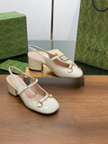 GG HORSEBIT PUMP WHITE GLOSSY LAMBSKIN