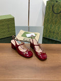 GG HORSEBIT PUMP SCARLET LAMBSKIN
