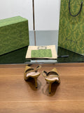 GG HIGH SLINGBACK 10.5 CM IN DIJON YELLOW GLOSSY CALFSKIN WITH GOLD HARDWARE