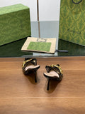 GG HIGH SLINGBACK 10.5 CM IN BLACK GLOSSY CALFSKIN WITH GOLD HARDWARE