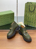 HORSEBIT ANKLE BOOTS 4.5CM IN ARMY GREEN CALFSKIN