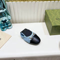 GG BALLET SUPER SLIM BUCKLE BLACK AND SKY LAMBSKIN