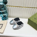 GG BALLET SUPER SLIM BUCKLE SILVER LAMBSKIN