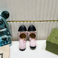 GG BALLET SUPER SLIM BUCKLE PASTEL PINK AND BLACK LAMBSKIN