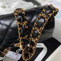 SMALL FLAP BAG 20 IN BLACK LAMBSKIN GOLD HARDWARE