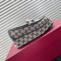 HORSEBIT PLATFORM LOAFER IN TAN BEIGEMONOGRAM JACQUARD FABRIC AND NAVY BLUE CALFSKIN