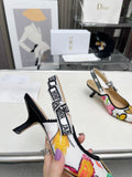 J'ADIOR SLINGBACK PUMP COLORFUL NATURAL RAFFIA AND EMBROIDERED COTTON 65 MM 130844