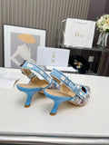 J'ADIOR SLINGBACK PUMP COLORFUL NATURAL RAFFIA AND EMBROIDERED COTTON 65 MM 130845