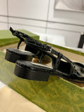 GG CRYSTALS SLINGBACK BALLET BLACK CALFSKIN
