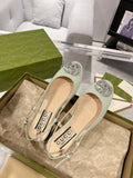 GG CRYSTALS SLINGBACK BALLET SAGE CALFSKIN