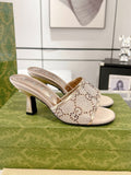 GG CRYSTALS HIGH SANDAL CREAM CANVAS