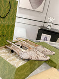 GG CRYSTALS SLINGBACK PUMP CREAM FABRIC