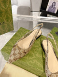 GG HORSEBIT SLINGBACK BALLET FLAT TAN BEIGE CANVAS