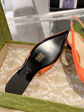 GG HORSEBIT SLINGBACK BALLET FLAT ORANGE CANVAS