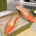 GG HORSEBIT SLINGBACK BALLET FLAT ORANGE CANVAS