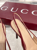 GG HIGH SLINGBACK 10.5 CM IN WINE RED GLOSSY EMBOSSED SUEDE AND SHEEPSKIN LINING