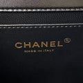 FLAP BAG 22 IN BLACK CALFSKIN WITH DOUBLE GOLD BALL